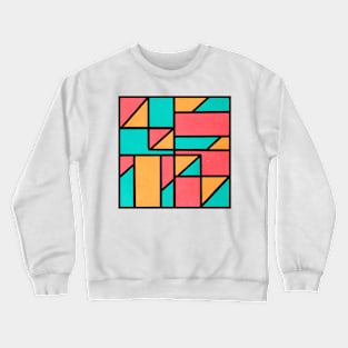 Coral Peach Blue Geometric Abstract Acrylic Painting Crewneck Sweatshirt